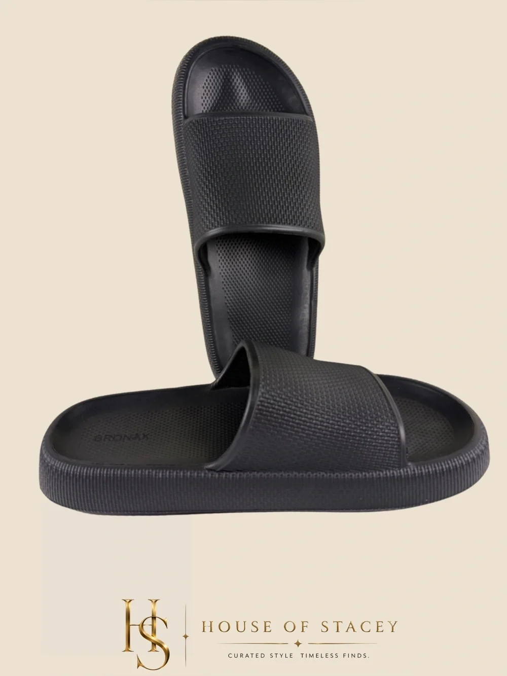 Black Slides Slippers Shower Sandals Pillow Women 12-13 Women/10.5-11 Men Black